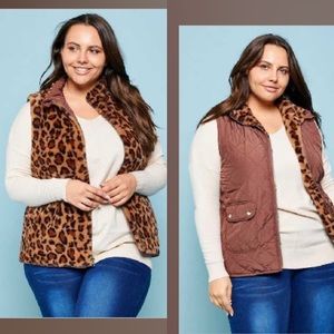 Reborn J Brown Leopard Print Reversible Vest